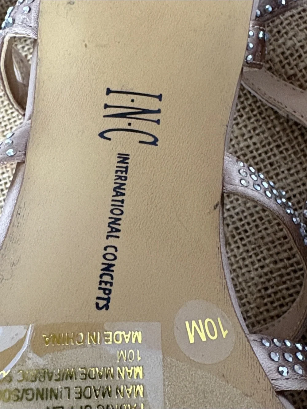 Women's Champagne Gold Strappy Studded High Heels Size 10